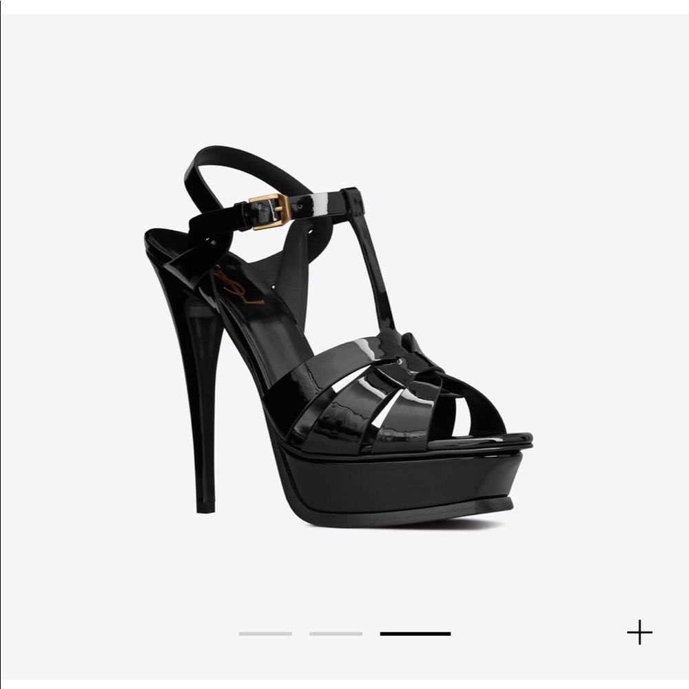 COPY - Saint Laurent Tribute Platform Sandals in Black Patent Leather